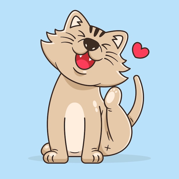 Adorable cute cat drawing concept illustration