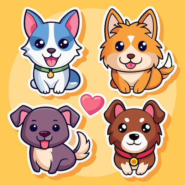 Adorable Dog Stickers Cute Cartoon Pup Designs