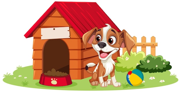 Adorable Dog with Dog House