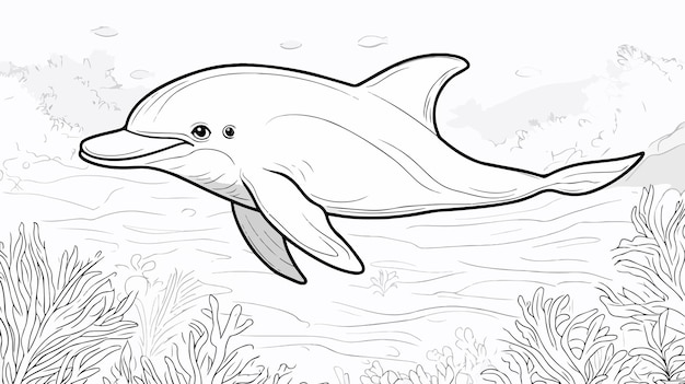 Adorable Dolphin Coloring Page for Kids with Colorful Background