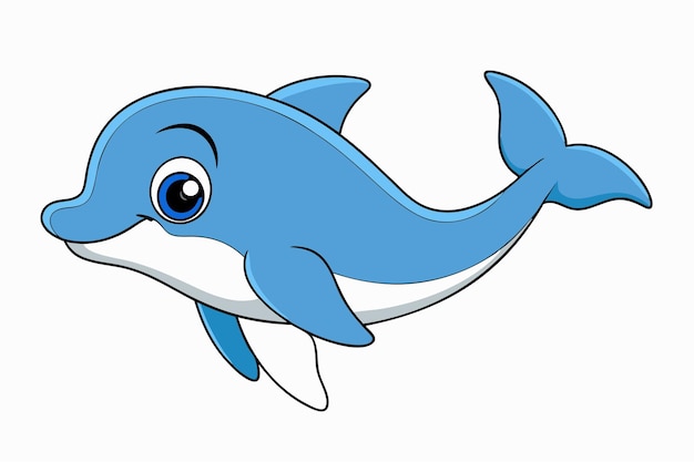 Adorable Dolphin Vector Illustration Cartoon Line Art Clipart Design