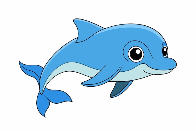 Adorable Dolphin Vector Illustration Cartoon Line Art Clipart Design