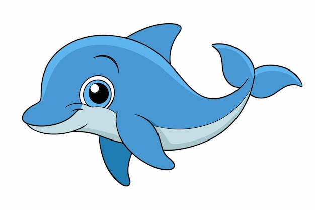 Adorable Dolphin Vector Illustration Cartoon Line Art Clipart Design