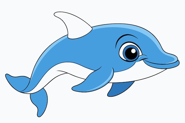 Adorable Dolphin Vector Illustration Cartoon Line Art Clipart Design