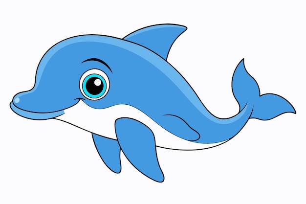 Adorable Dolphin Vector Illustration Cartoon Line Art Clipart Design