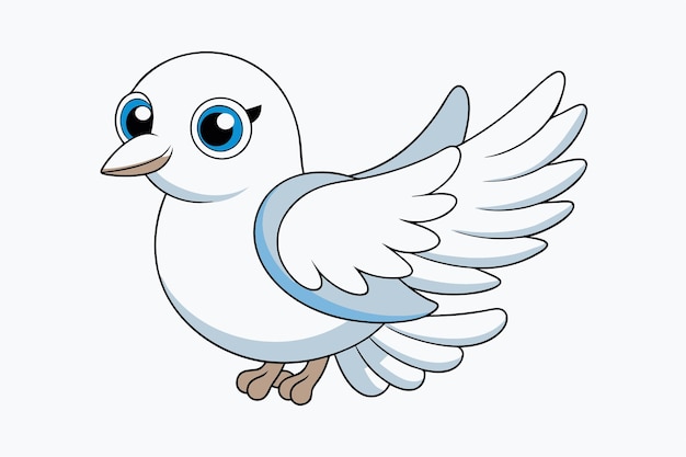 Adorable Dove Vector Illustration Cartoon Line Art Clipart Design