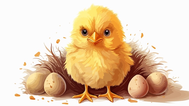 Vector adorable easter baby bird chick hatching