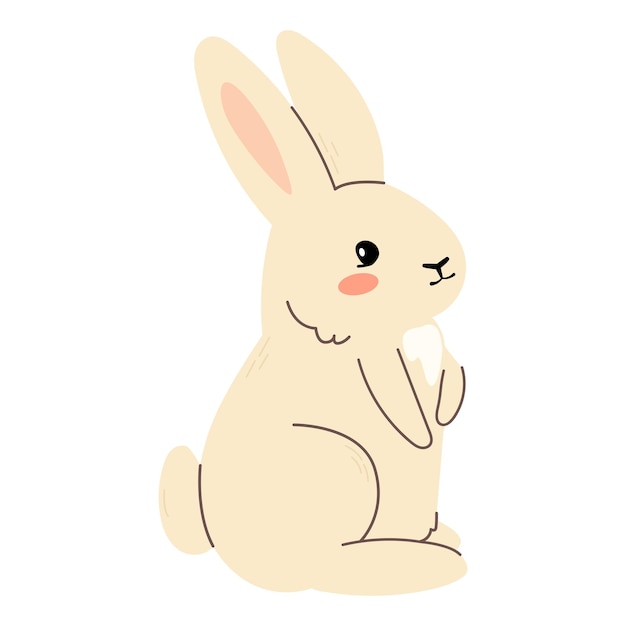 Adorable easter bunny Hand drawn cute baby character Spring element Cute wild animal