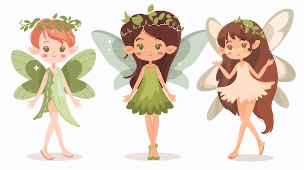 Vector adorable fairy cartoon character on white background