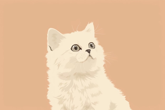 Adorable fluffy white cat illustration