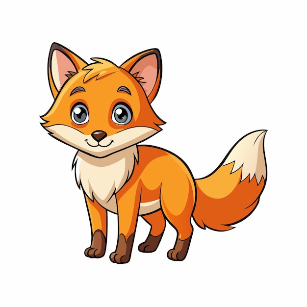 Vector adorable fox standing cartoon character as a cute icon illustration