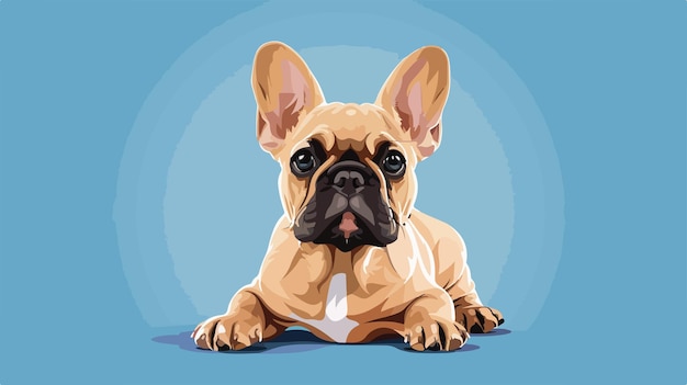 Adorable French Bulldog on Blue Background in Vector Style