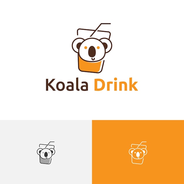 Adorable Fresh Fruit Koala Drink Glass Mascot Logo