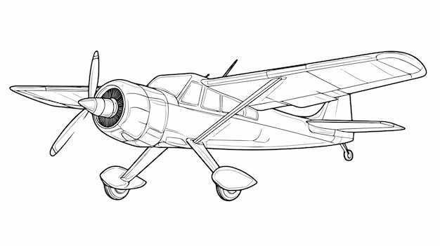 Adorable Funny Propeller Plane Outline Coloring Design