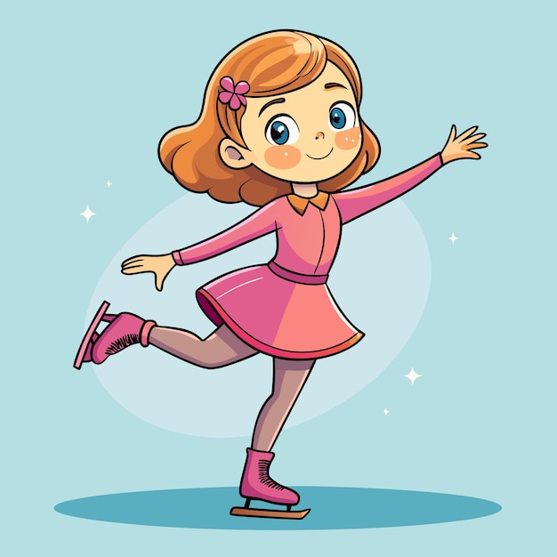 Vector adorable girl ice skating cartoon vector