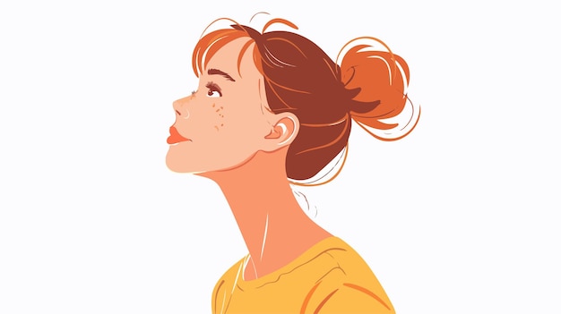 Adorable Girl Looking Up Vector Illustration on White Background