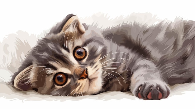 Vector adorable gray scottish fold kitten portrait