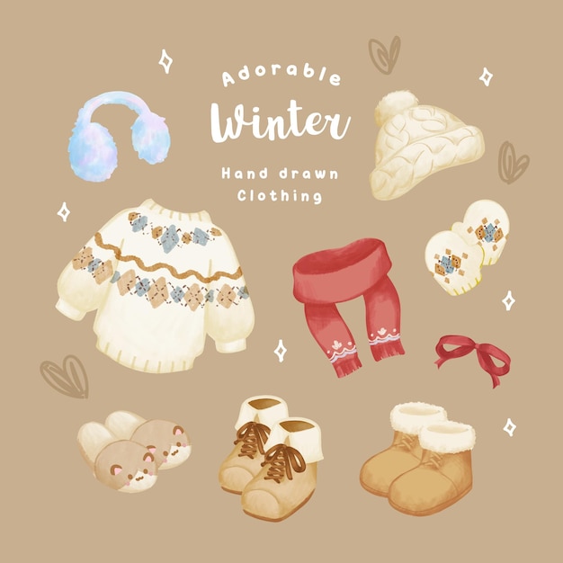 Adorable Hand Drawn Winter Outfits