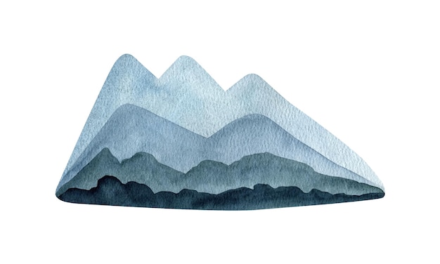 Adorable hand painted watercolor blue mountain