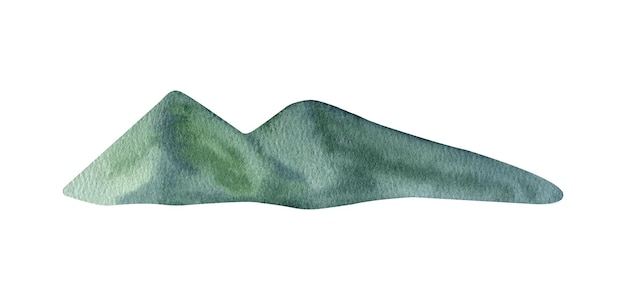 Adorable hand painted watercolor green mountain