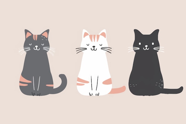 Vector adorable illustrated sitting cats