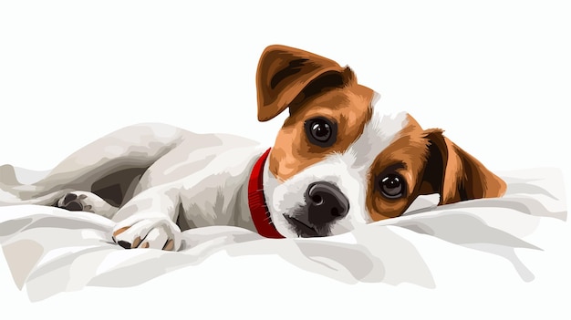 Adorable Jack Russell Terrier Puppy with Red Ball Playful Portrait