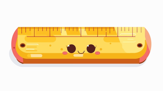 Adorable Kawaii Emoji Metal Ruler Instrument Icon Isolated