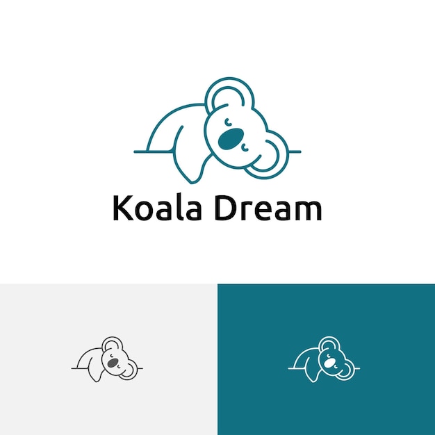 Adorable Koala Sleeping Dreaming Marsupial Animal Line Logo