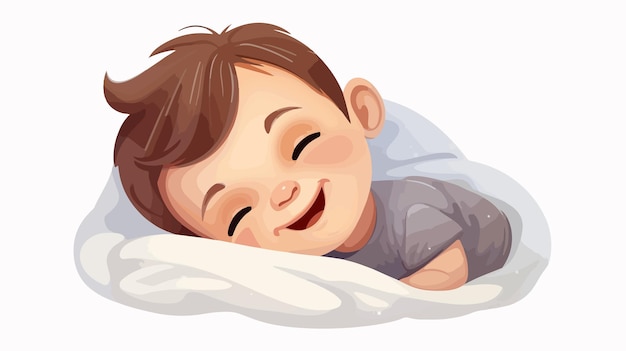 Vector adorable little baby boy sleeping and smiling cartoon vector illustration