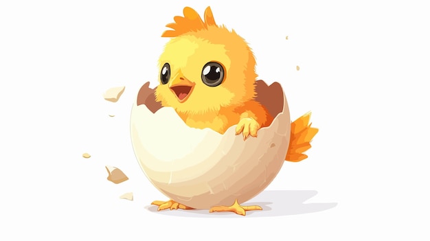 Adorable Little Chick Hatching from Egg Illustration