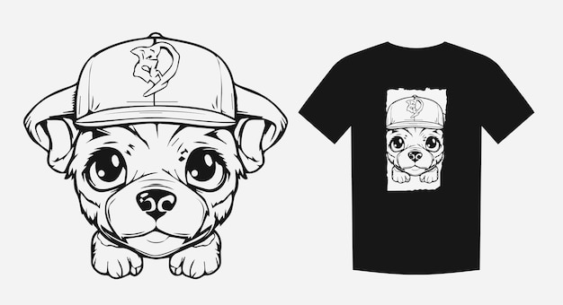 Vector adorable monochrome cartoon of a cute puppy with big eyes perfect for prints shirts and logos expressive and endearing vector illustration