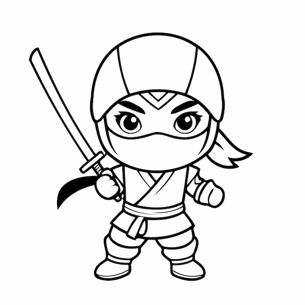 Adorable Ninja drawing for children page