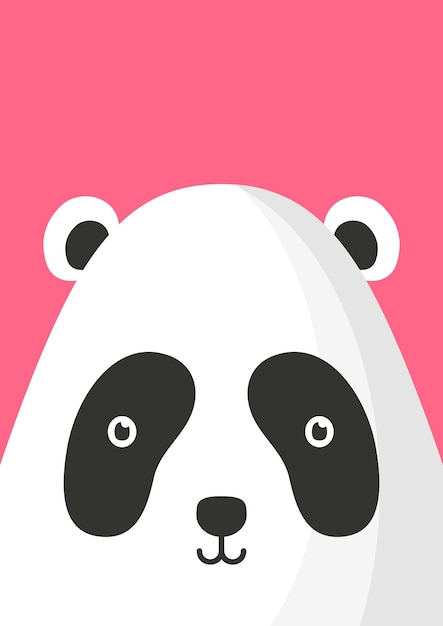 Adorable panda bear snout flat vector illustration. Cute wildlife jungle animal muzzle cartoon colorful background. Close up panda head, face decorative backdrop. Childish zoo card design idea.