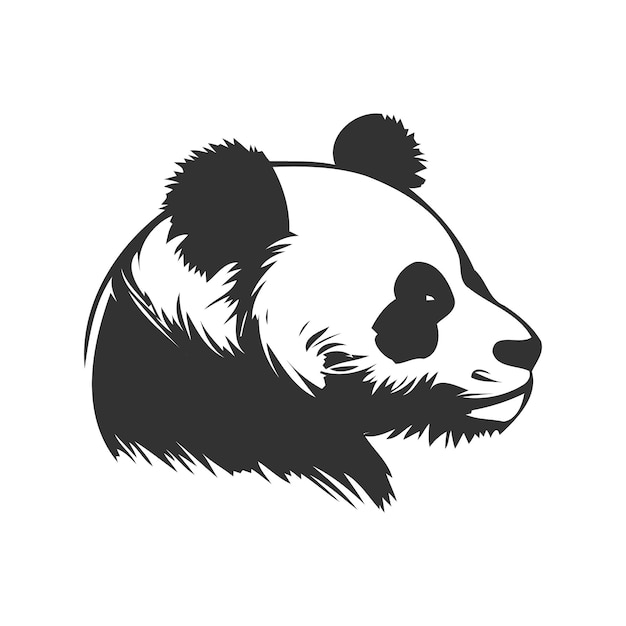 Adorable Panda Face Silhouette Isolated Vector 
Mascot Design.