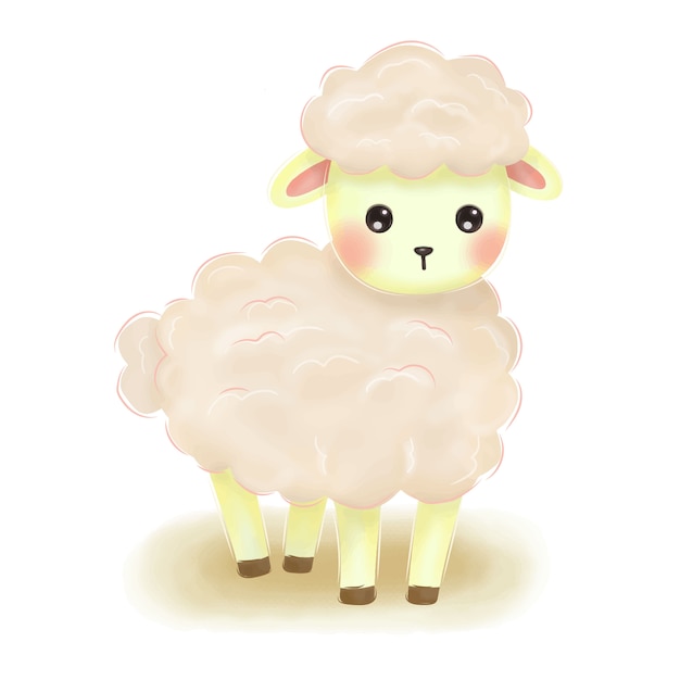 adorable pink baby lamb illustration for nursery decoration