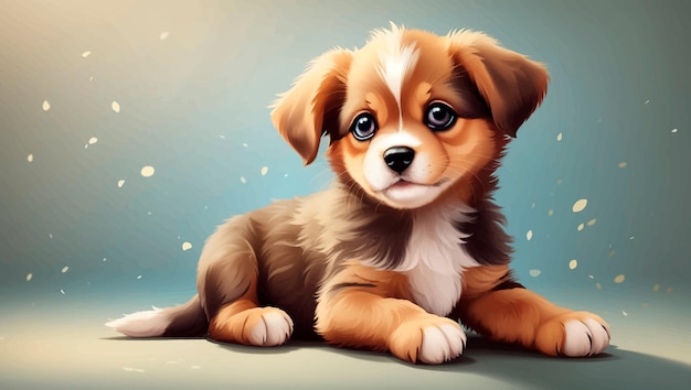 Vector adorable puppy in studio vector illustration