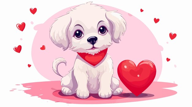 Vector adorable puppy valentine greeting card vector illustration