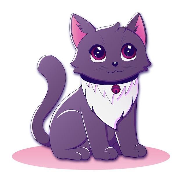 ADORABLE PURPLE CAT VECTOR ILLUSTRATION