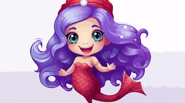 Adorable Purple Hair Mermaid Wearing Santas Hat