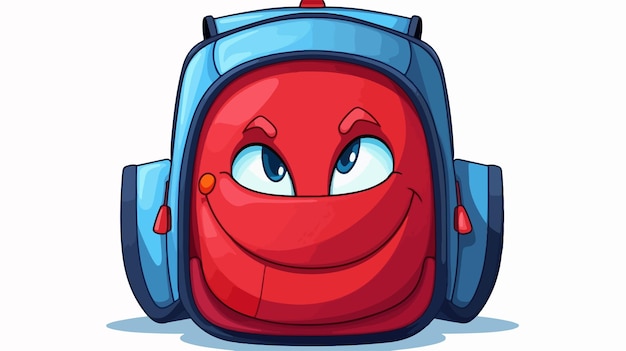 Vector adorable red and blue backpack open and ready for adventure