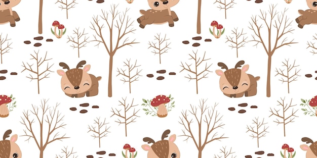 Adorable reindeer seamless pattern for children fabric wallpaper and many more