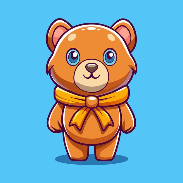 Vector adorable ribbonadorned bear cartoon character vector illustration