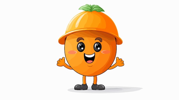 Adorable Rounded Tree Cartoon Character with Orange Hat