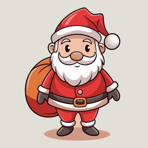 Vector adorable santa holding a bag of presents cartoon vector illustration