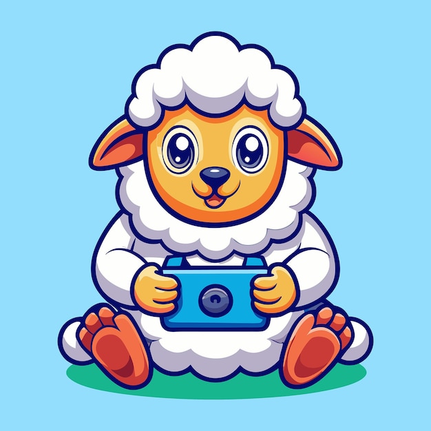 Adorable Sheep Character Vector Icon Illustration A Cute Gamer