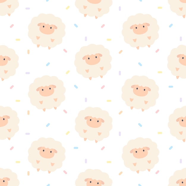 Adorable sheep seamless background repeating pattern, wallpaper background, cute seamless pattern background