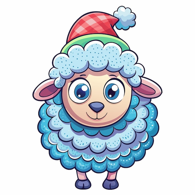 Adorable Sheep with Nightcap Cartoon Vector Art