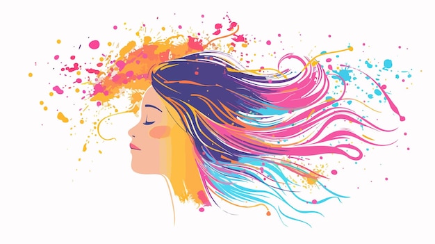 Adorable Side View Portrait of Young Girl with Closed Eyes and Colorful Clothing