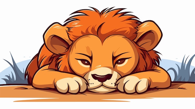 Vector adorable sleeping lion illustration vector stock image