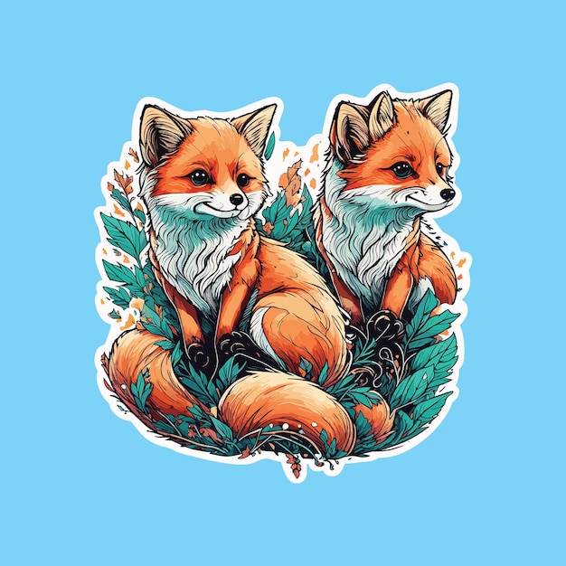 Adorable Sticker Designs Showcasing Friendly Foxes in Playful Poses